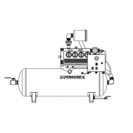 Powerex 5 HP Industrial Rotary Vane Vacuum System, 37 SCFM @ 19